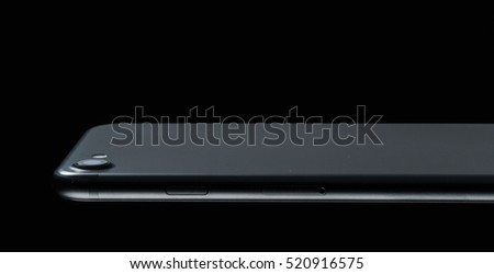 Black iPhone 7.  iPhone on a black background