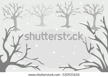 drawing background tree branches in snowing time / empty space at the middle for put anything special