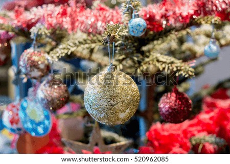 Collection of golden Christmas baubles background