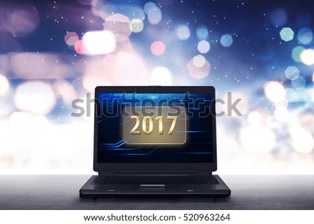Image of laptop with numbers 2017 on the screen