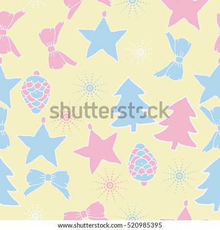 Seamless pattern of Christmas decorations,hand drawn. 