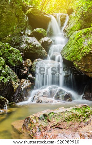 San Ngorn Waterfall, the beautiful waterfall in deep forest at Khao Yai National Park, Thailand Royalty-Free Stock Photo #520989910