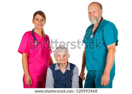 Picture of  a happy senior woman visiting the doctor