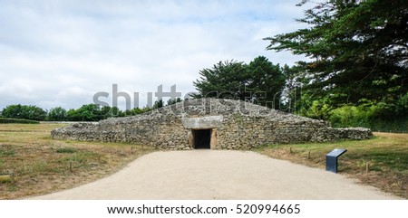 Megalithic site, standing stone, dolmens, Royalty-Free Stock Photo #520994665