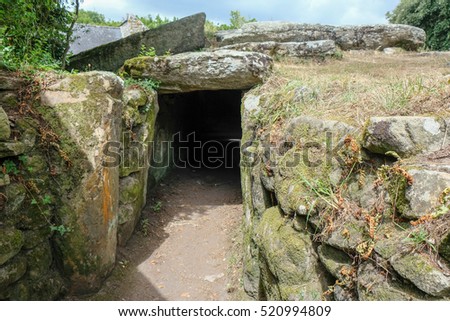 Megalithic site, standing stone, dolmens, Royalty-Free Stock Photo #520994809