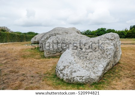 Megalithic site, standing stone, dolmens, Royalty-Free Stock Photo #520994821