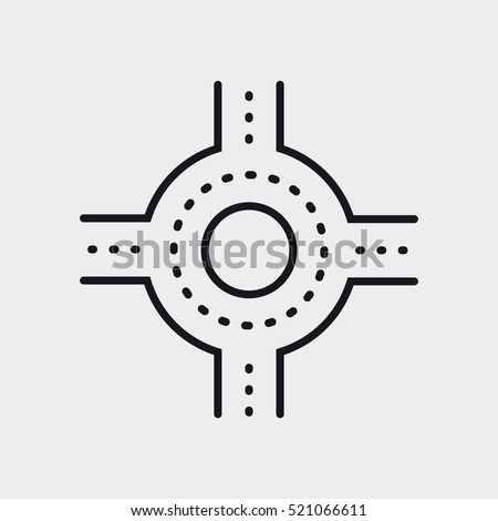 Roundabout Road Sign Minimalistic Flat Line Circle Solid Stroke Icon Pictogram Symbol Royalty-Free Stock Photo #521066611