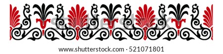 Vector illustration of black silhouette ornament. Decorative Greek band. vector pattern