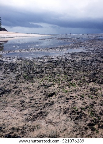 Beach and sea on the coast of Bahia - Camacari, BA, Brazil - July 3, 2015