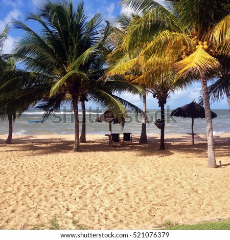 Beach and sea on the coast of Bahia - Camacari, BA, Brazil - July 3, 2015