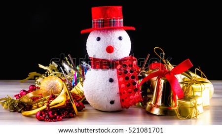 snowman merry Christmas background and happy new year .warm tone 