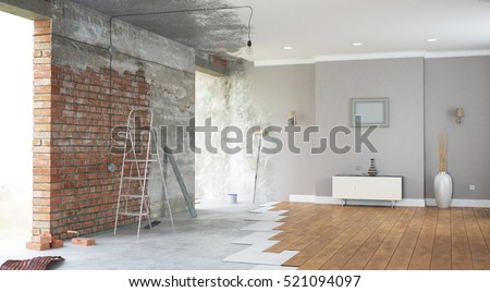Renovation interior. 3D render Royalty-Free Stock Photo #521094097
