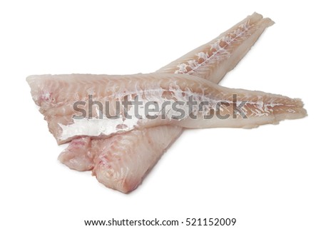  Fresh cod fillet on white background