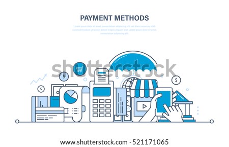 Methods and forms of payment, security of financial transactions. Illustration thin line design of vector doodles, infographics elements. Royalty-Free Stock Photo #521171065