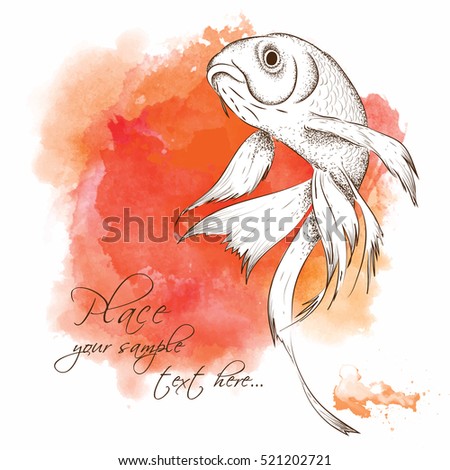 Goldfish painted in vintage style. Vector illustration