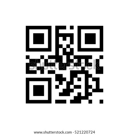 Vector QR code sample for smartphone scanning isolated on white background. Royalty-Free Stock Photo #521220724