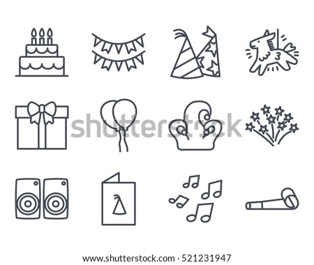Birthday Cake Icon Outlined Line vector