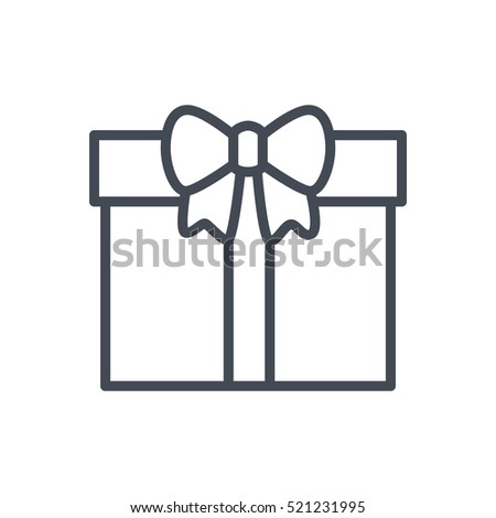 Party Icon Outlined Line Gift Box Present