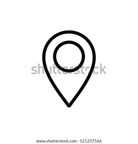 thin line pin point, location icon on white background Royalty-Free Stock Photo #521237566