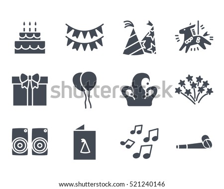 Party Icon Solid Glyph Pack Set silhouette