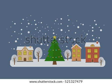 vector illustration Christmas in the city