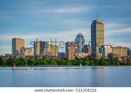 The Boston skyline and Charles River, seen from Cambridge, Massachusetts.