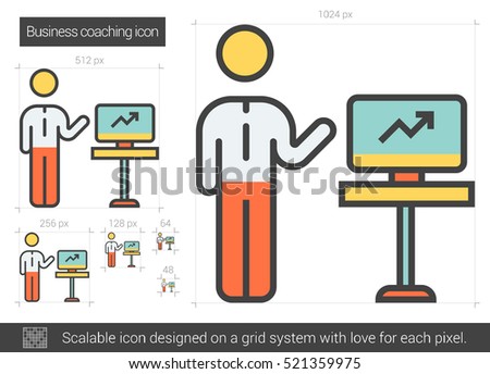 Business coaching vector line icon isolated on white background. Business coaching line icon for infographic, website or app. Scalable icon designed on a grid system.