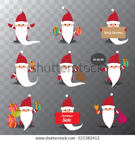 Set of christmas Santa Claus. vector illustration. Merry christmas design elements. xmas background