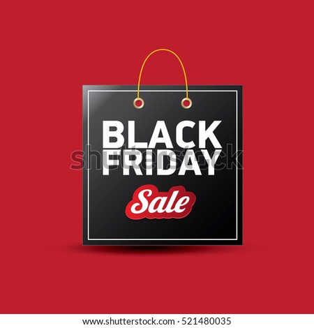 vector Black Friday sales tag or label isolated on red background. Black Friday sale poster or vector background