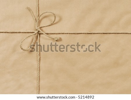 Brown paper parcel, package background, string