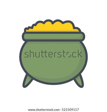 Patricks Day Icon Holiday Colored Pot with Gold