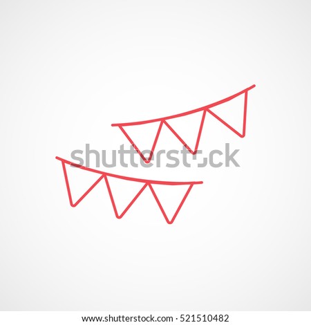 Garland Christmas New Year Red Line Icon On White Background