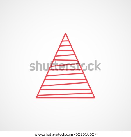 Christmas Tree Red Line Icon On White Background