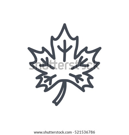 Thanksgiving Day Icon Outlined Holiday Line Maple Leaf