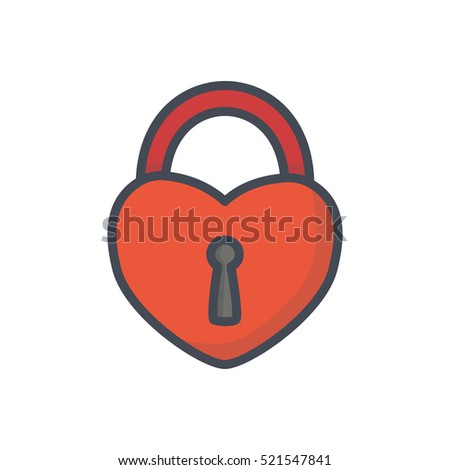 Valentines Day Icon Colored Holiday Lock Heart