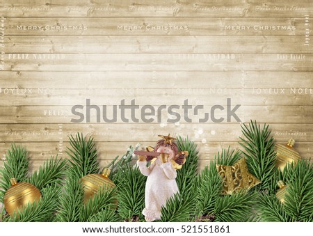 Christmas decoration with angel and fir branches