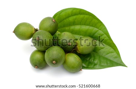 fresh Betel nut fruits isolated on white background