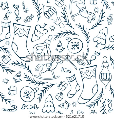 Hand drawn Christmas seamless pattern 