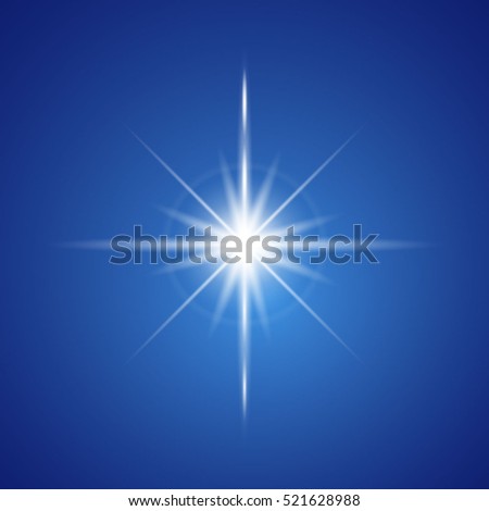 Blue flash shining star. Vector illustration