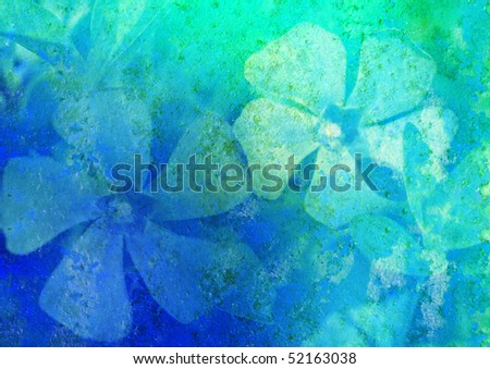 periwinkle - vintage styled floral picture with patina
