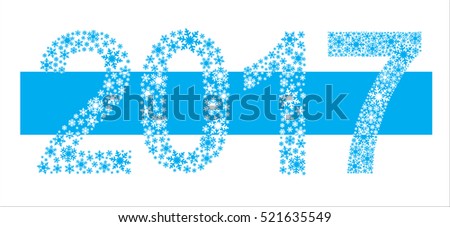 Happy New Year 2017 greeting card. Snowflake background. Vector Illustration