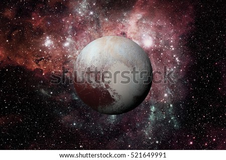 Solar System - Pluto. It is a dwarf planet in the Kuiper belt, a ring of bodies beyond Neptune. It is the largest known dwarf planet in the Solar System. Elements of this image furnished by NASA.