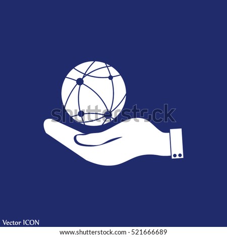 hand holding a globe. Icon planet