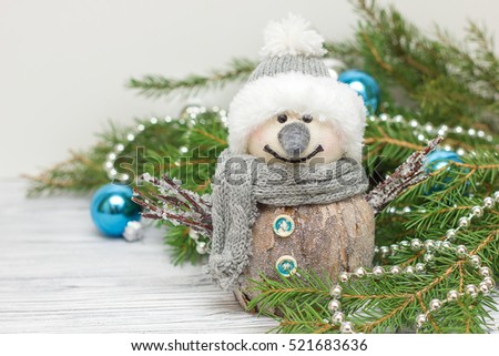 Christmas decoration balls and snowman
