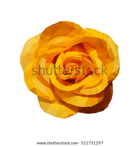 polygonal yellow rose top view completely open
