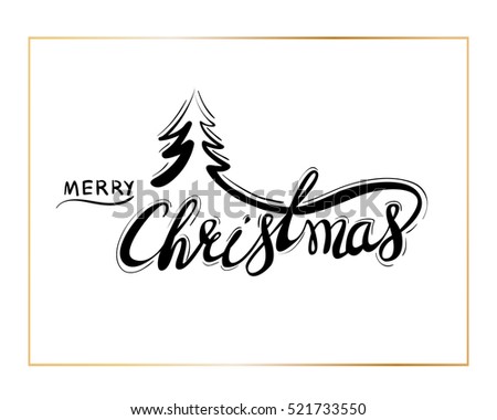 Traditional Christmas decoration elements and lettering. Modern card or poster design. Vector illustration EPS10.