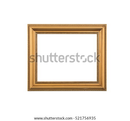 vintage gold empty frame isolated on white background