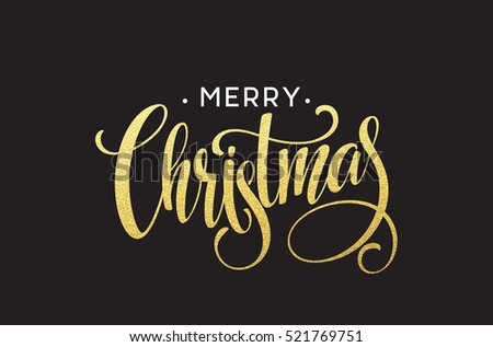 Gold glitter Christmas lettering design. Merry Christmas greeting card with golden glittering. Vector illustration EPS10