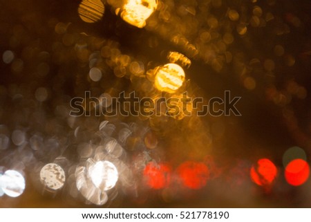 Rain windows and blurred lights