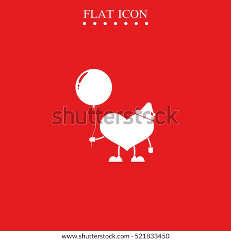 Toy heart and balloon illustration. Flat icon.